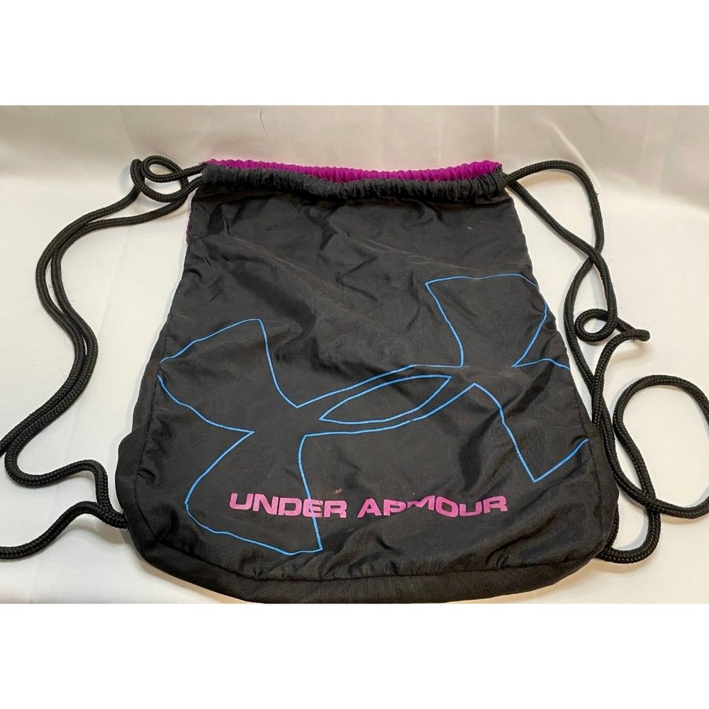 Under Armour gym backpack workout bag drawstring purple black 18"
